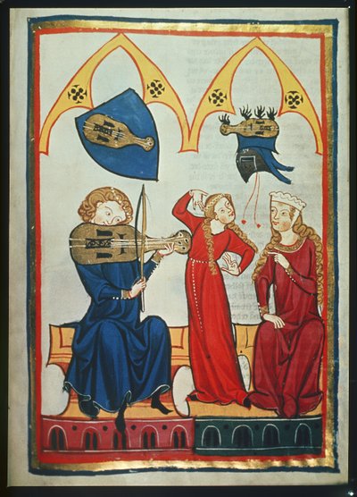 Fiddler uit de Codex Manesse, ca. 1300-40 door German School